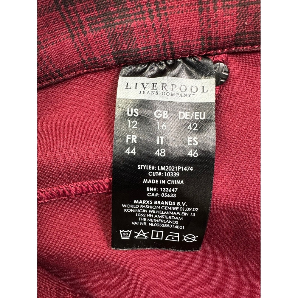 Liverpool Jeans Company Red Black Plaid Pull On Leggings Skinny Pant Women SZ 12 - Picture 14 of 15